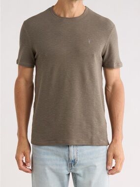 All Saints Men's Olive Green Crewneck Tee